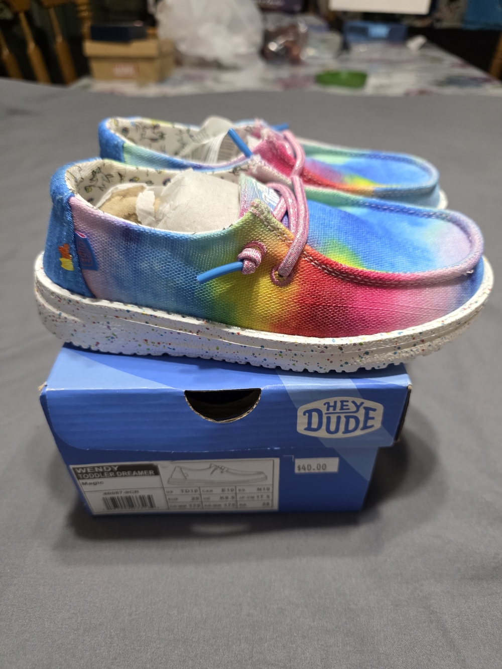 Hey Dude Kids Tie-Dye Canvas Sneakers in Rainbow Pastels